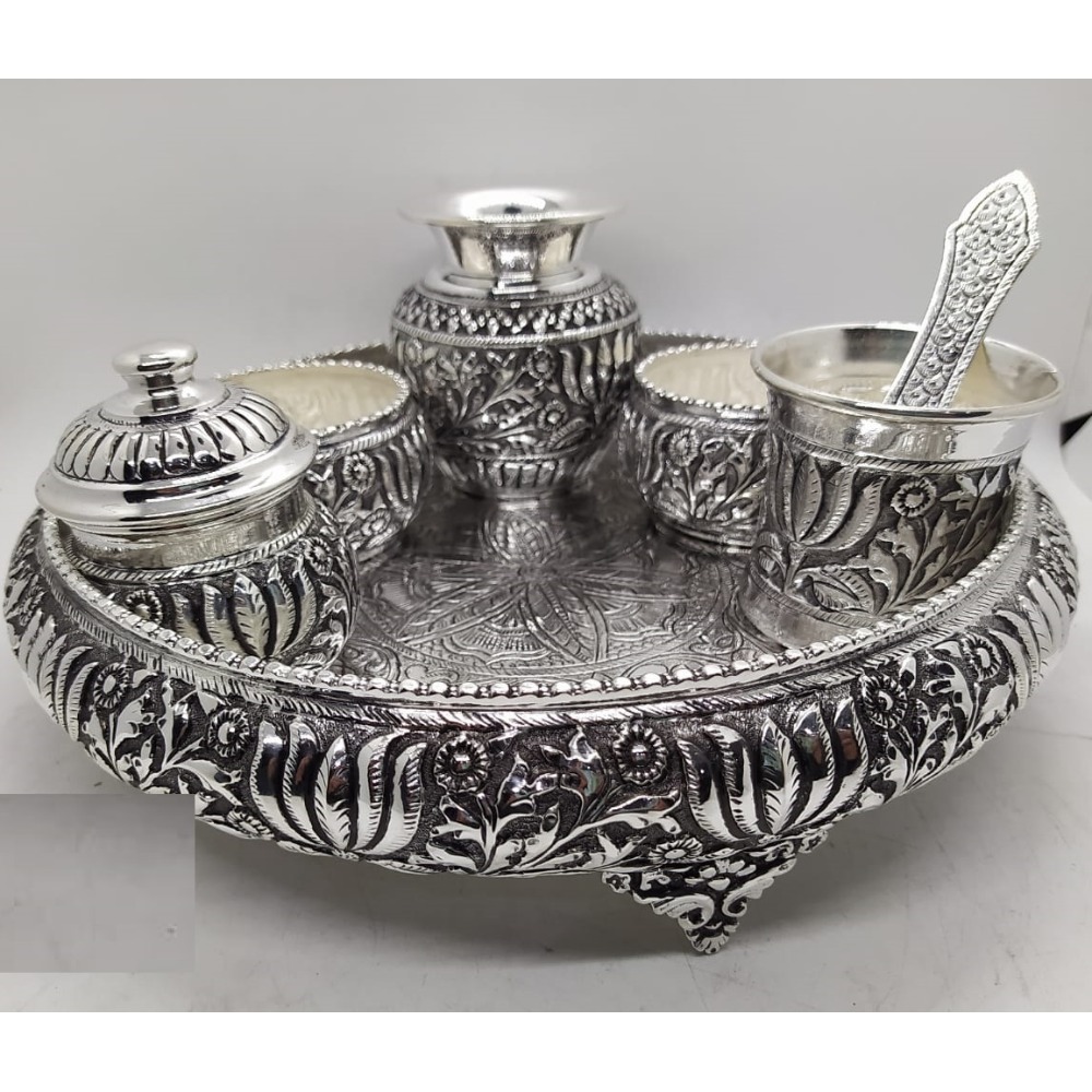 925 Pure Silver Antique Pooja Thali Set PO-263-29
