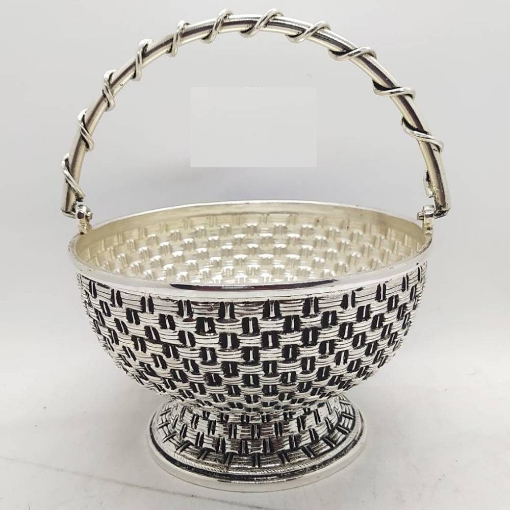 925 Pure Silver Designer Fruit & Flower Basket With Handle PO-162-17