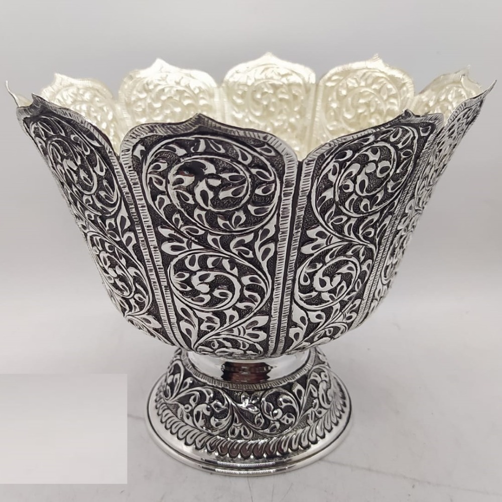 925 Pure Silver Designer Fruit & Flower Basket With Handle PO-162-11