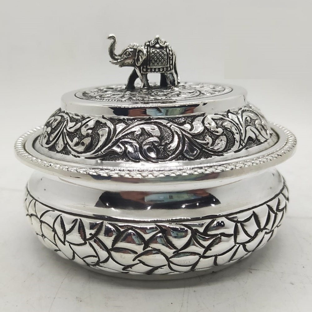 925 Pure Silver Stylish Serving Bowl with Pure Silver Cover PO-147-17