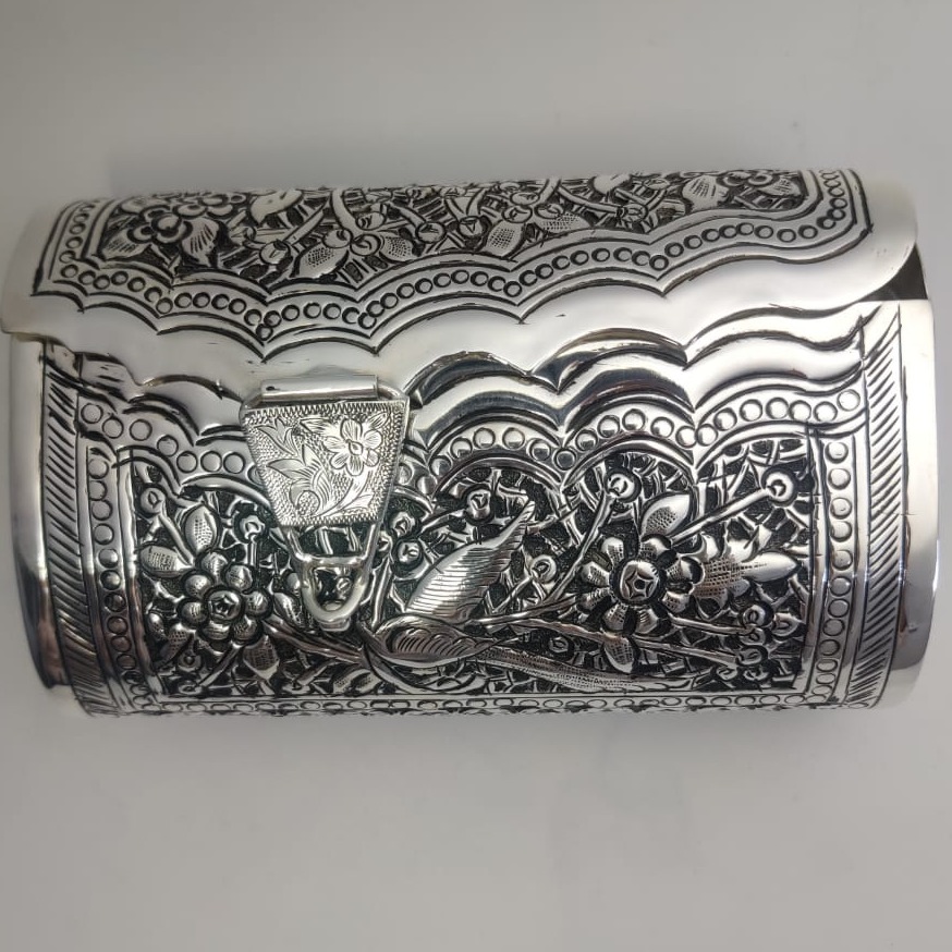925 Pure Silver Ladies Clutch In Fine Nakashii work pO-164-25