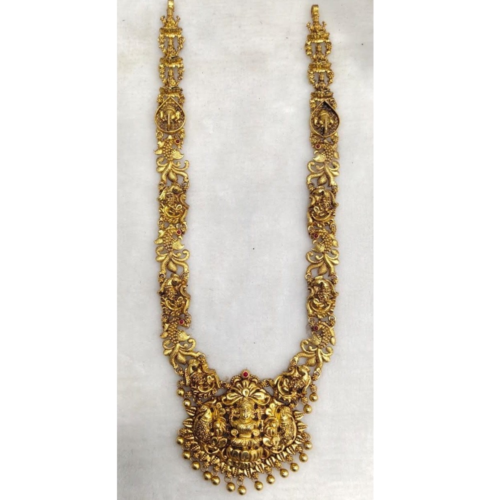 925 Pure Silver Stylish Navratan Necklace In Gold plating PO-216-36