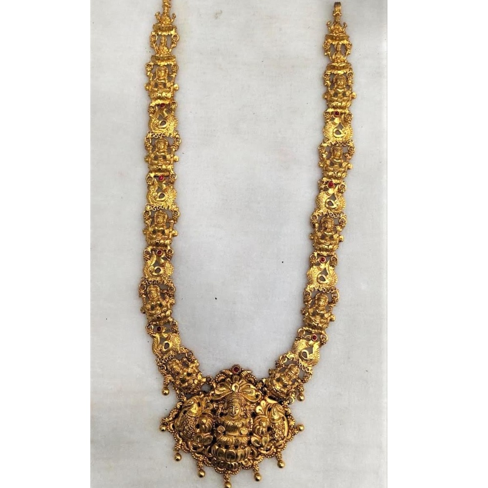 925 Pure Silver Stylish Navratan Necklace In Gold plating PO-216-35
