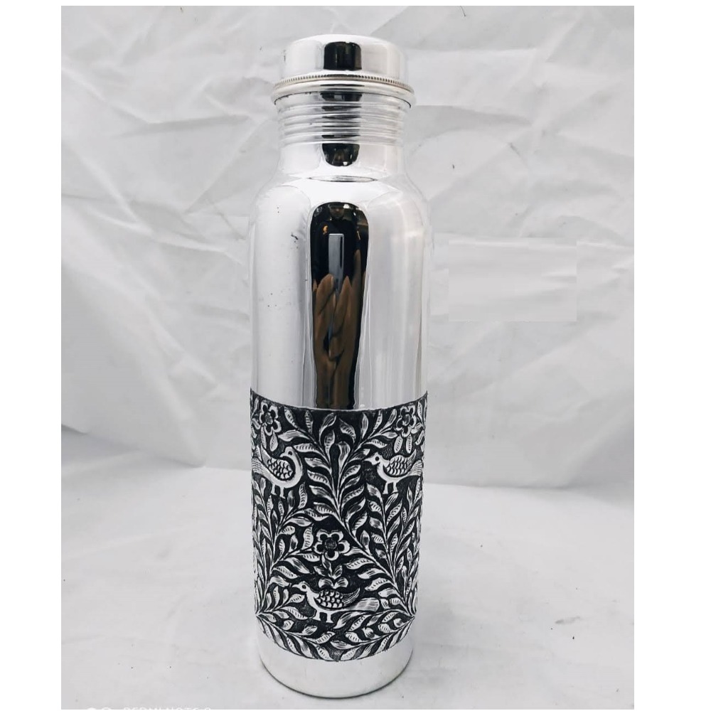 Stylish Pure silver bottle in fine antique nakashi po-243-06