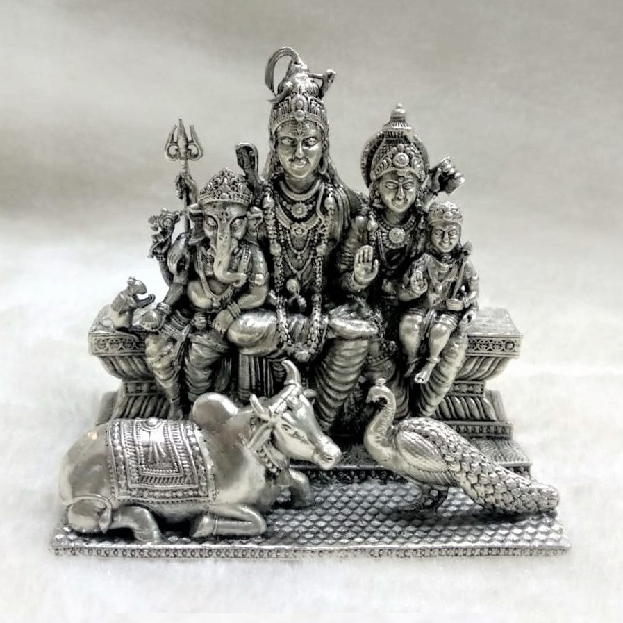 Pure silver shivparivar with kartikey idol in high finish po-138-07