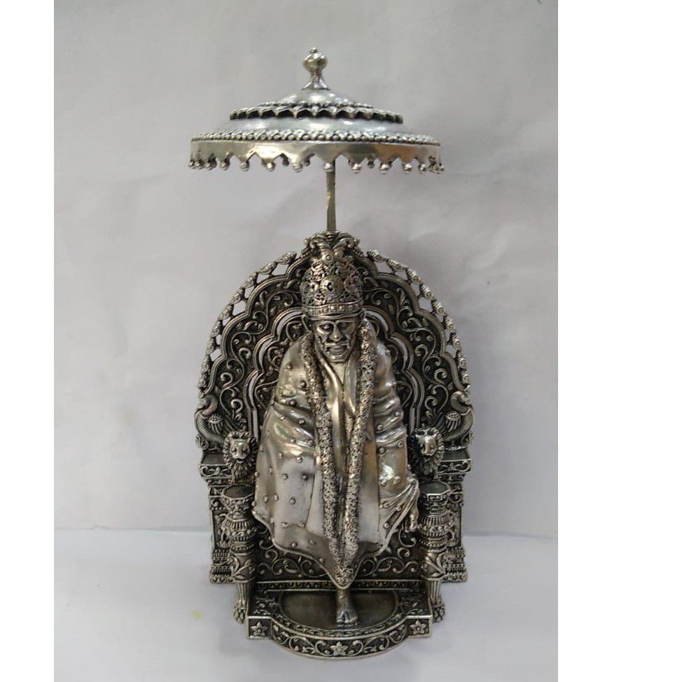 Pure silver sai baba idol in high antique finishing po-164-44