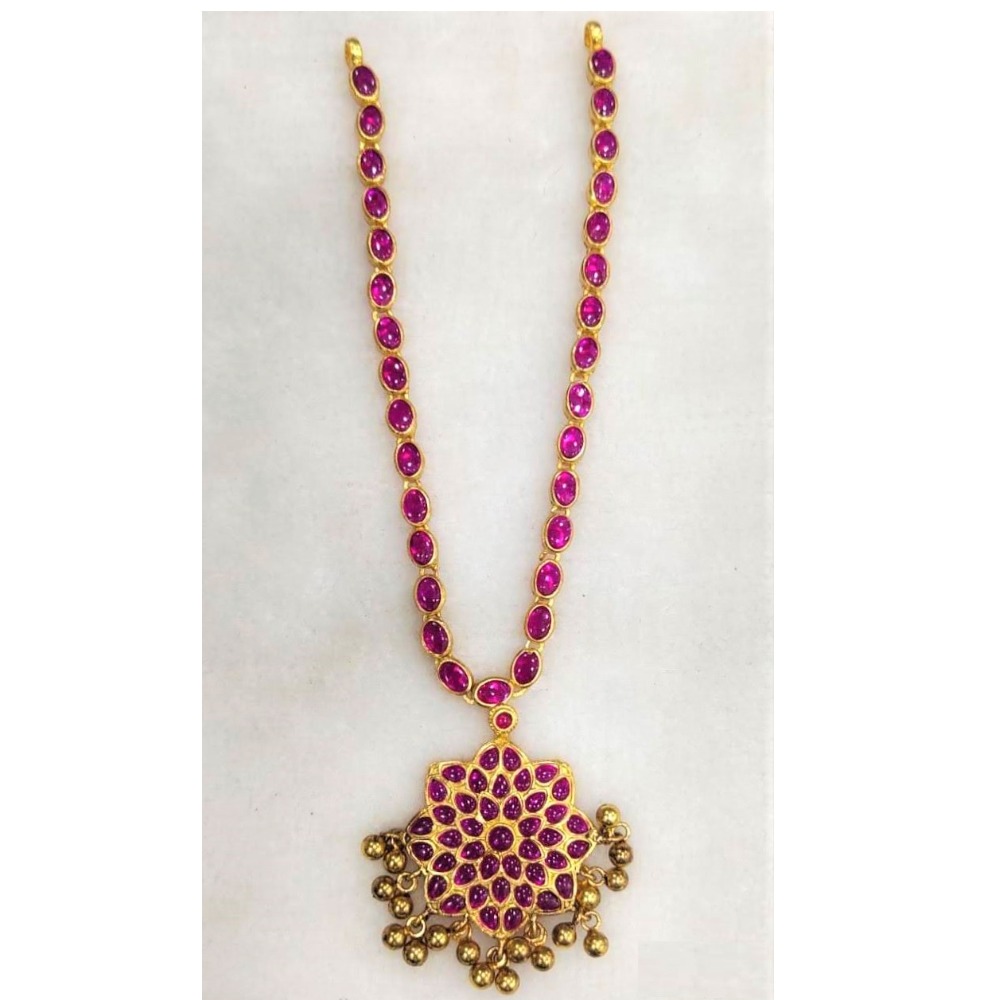 Pure silver stylish long haram necklace (south india style) pO-216-17