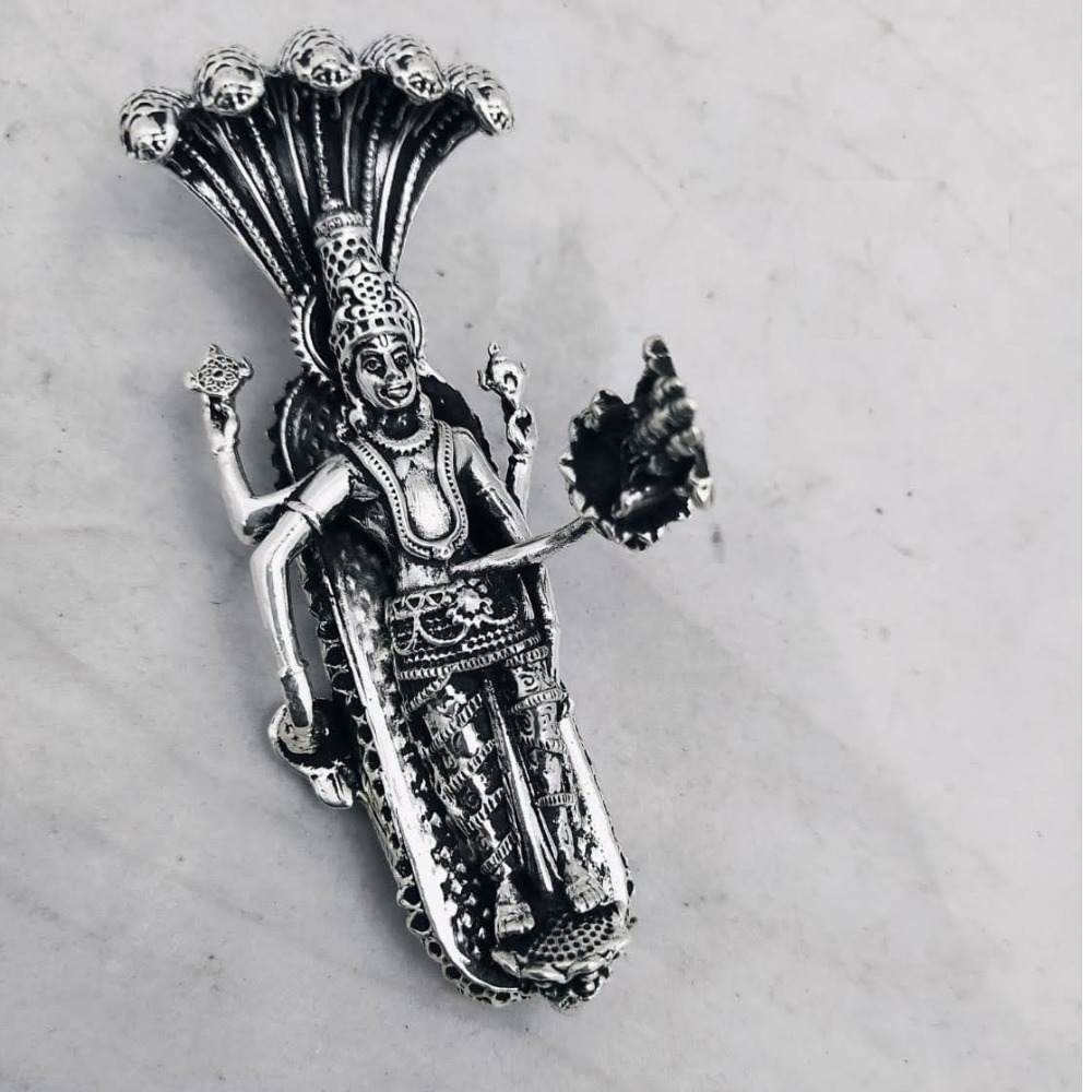 Pure silver padmanabhan swami in antique finish pO-174-25