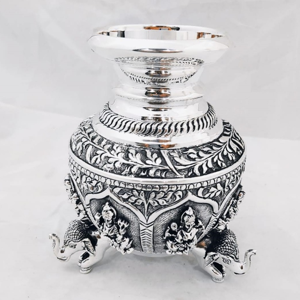Pure Silver Asthalakshmi Kalash With Hathi Legs PO-168-04