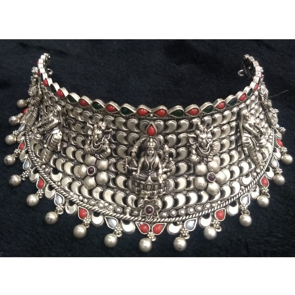 925 pure silver temple choker in antique polish pO-216-12