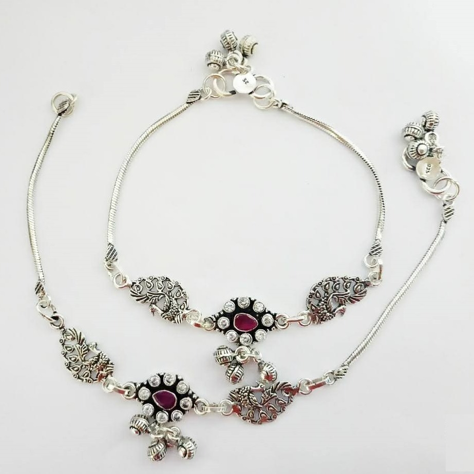 92.5% pure silver antique cutstone anklets pO-208-08