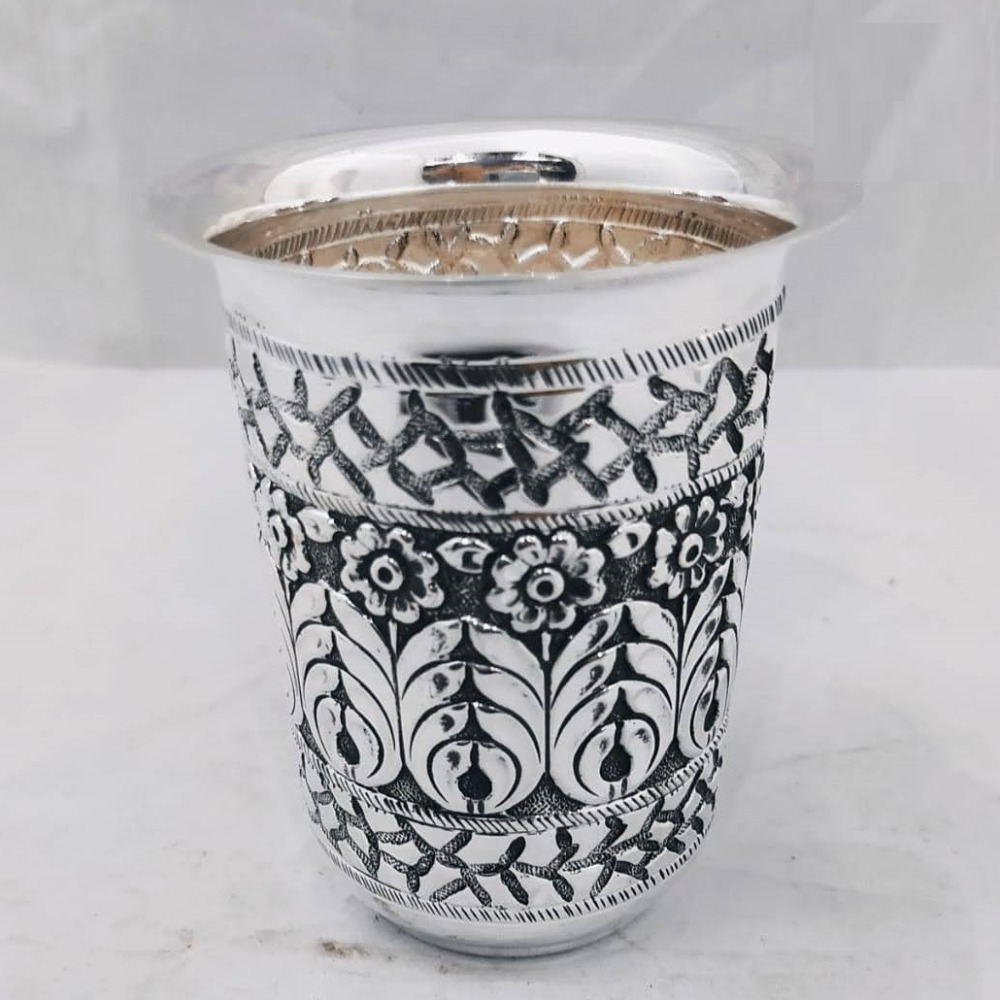 925 pure silver glass in Fine antique carvings pO-158-02