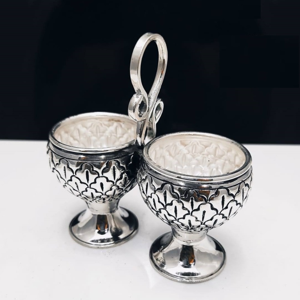 925 pure silver kankavati (Stylish KumKum Set) in Antique pO-246-05