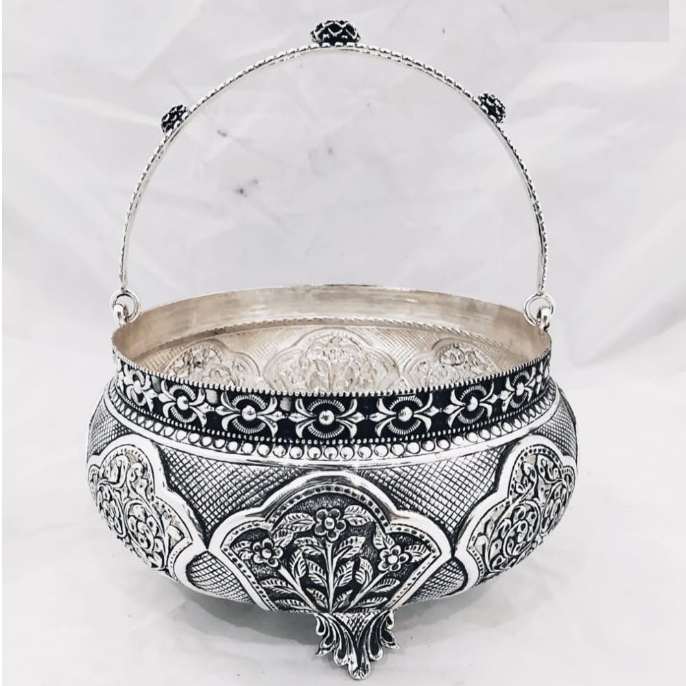 925 Pure Silver Designer Fruit & Flower Basket with Handle PO-162-05