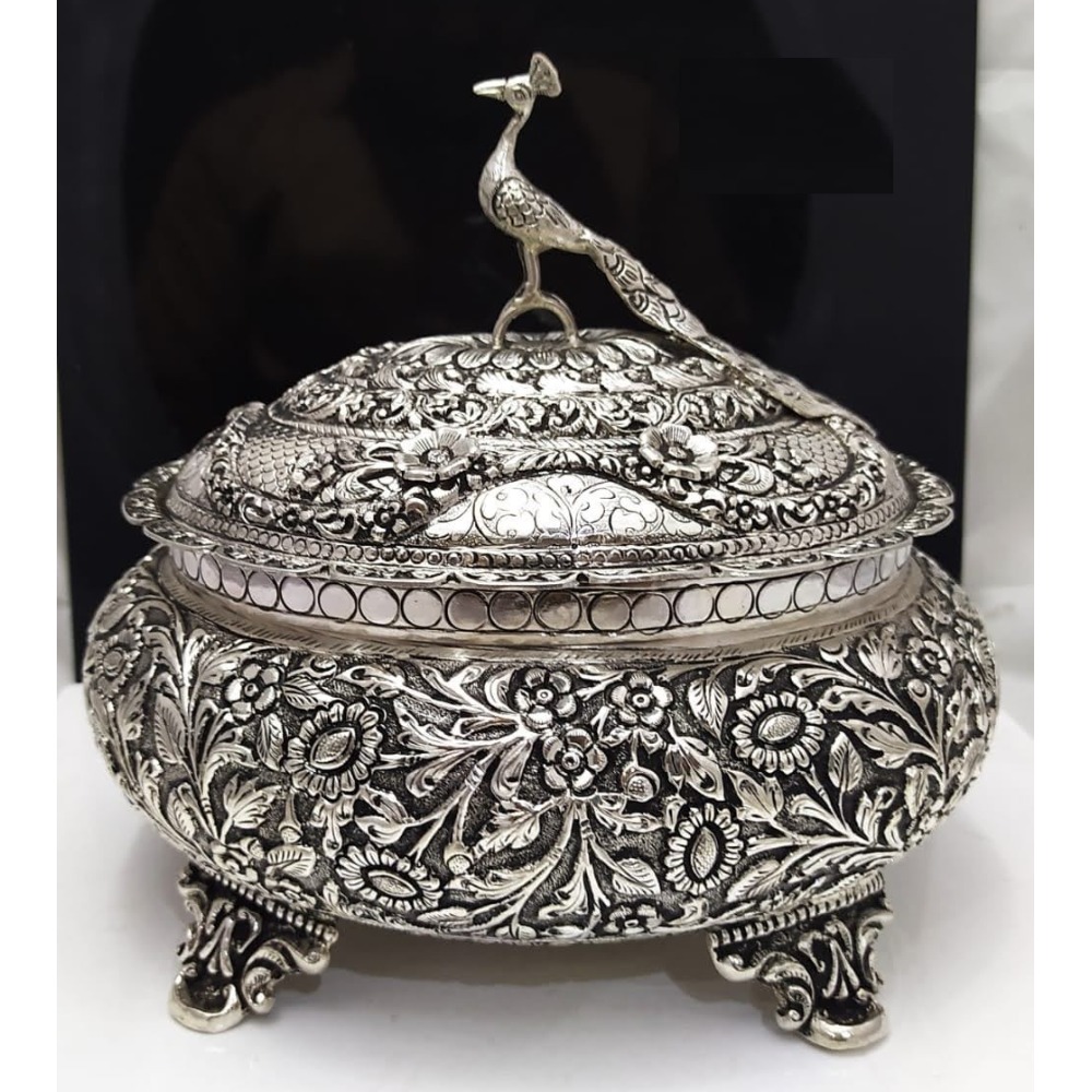 92.5 pure silver dry fruit box (pandan) in Deep Carvings pO-147-08