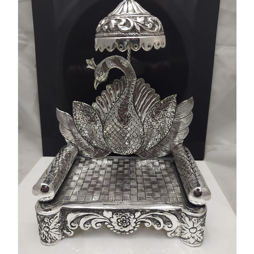 92.5  pure silver antique singhasan with dancing peacock PO-141-06