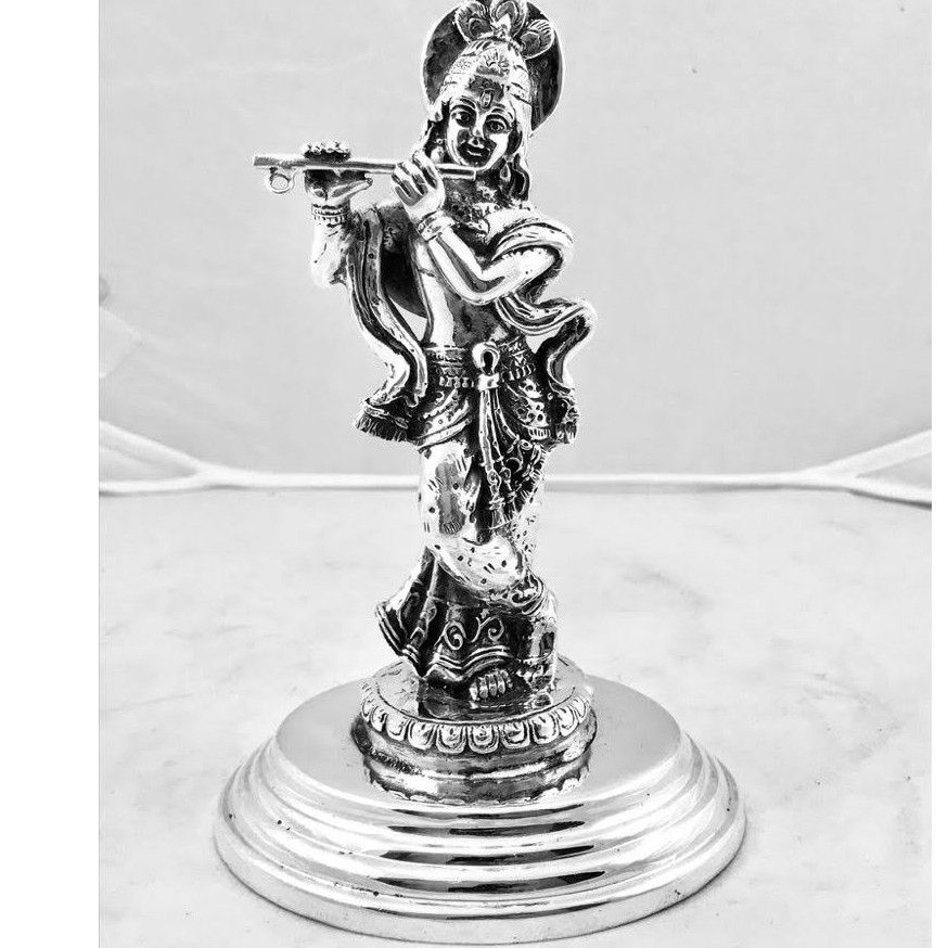 925 Pure Silver krishna Idol in Antique Finish po-174-13