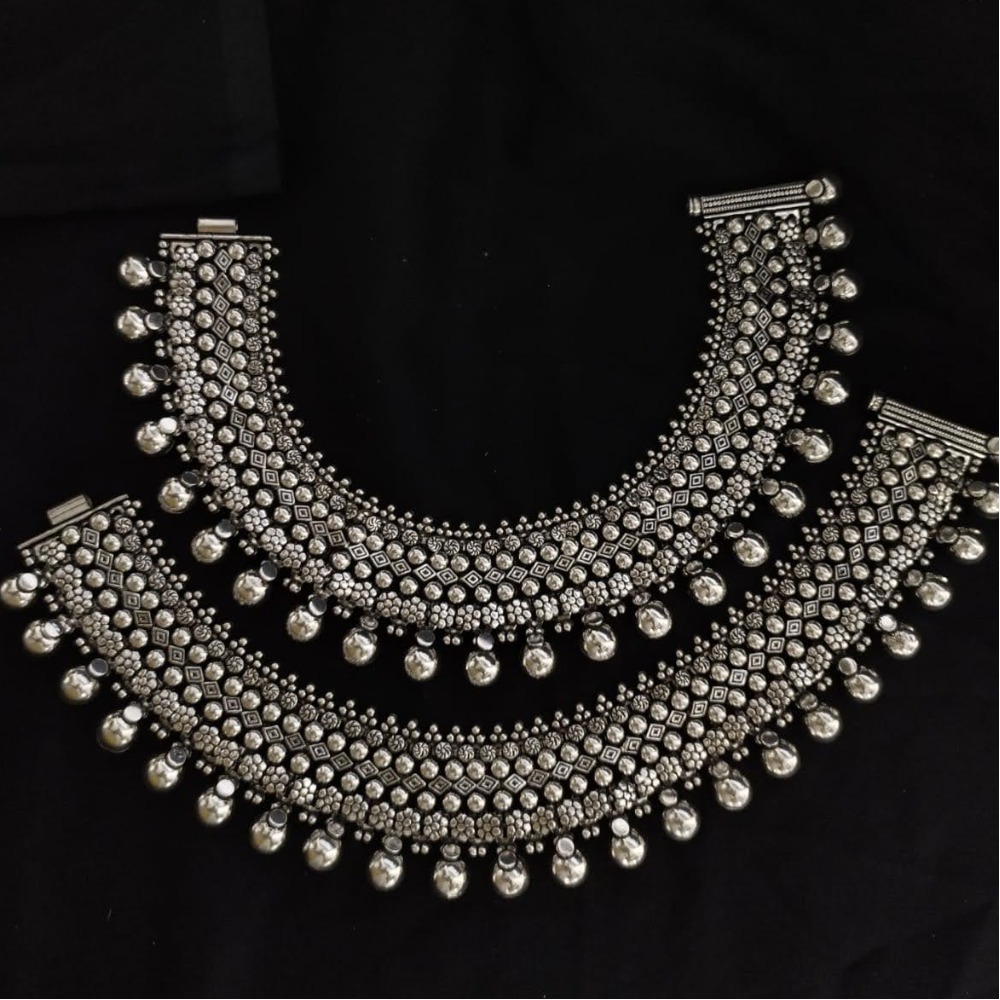 pure silver Oxidised Heavy payal pO-208-04