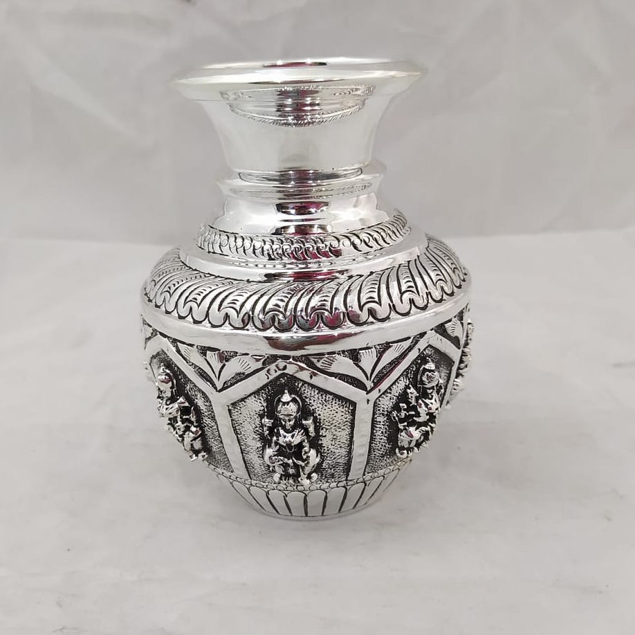 92.5 pure silver lakshmi vase In High Embossing pO-168-02