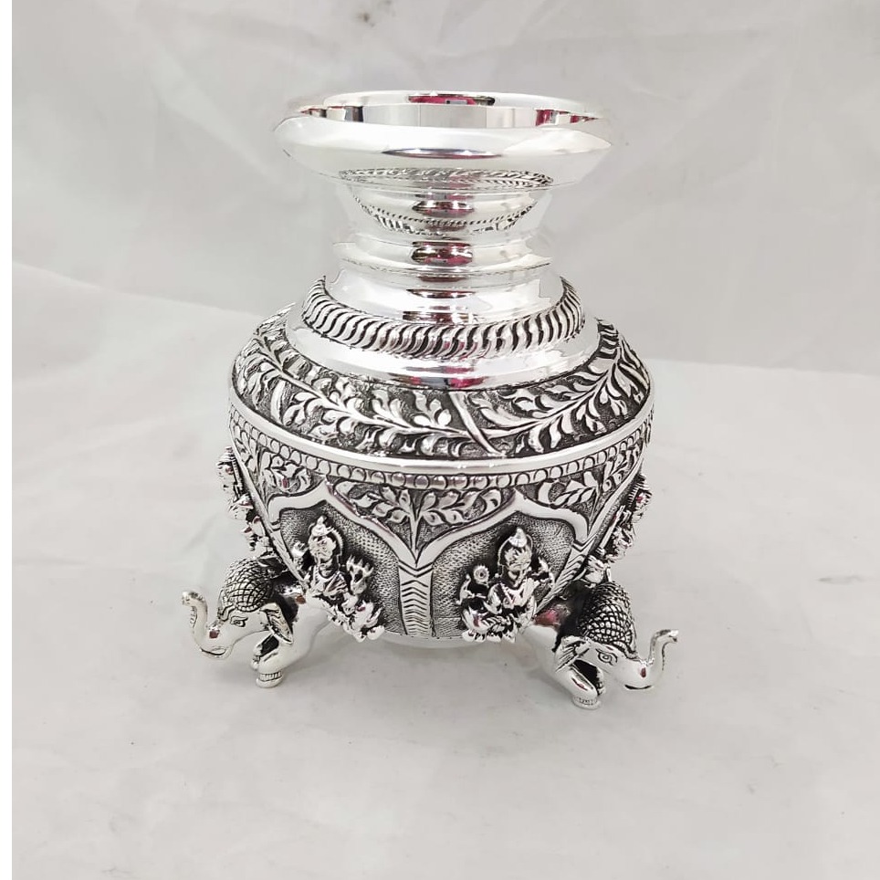 92.5 Pure Silver Lakshmi Vase with Hathi Legs PO-168-01
