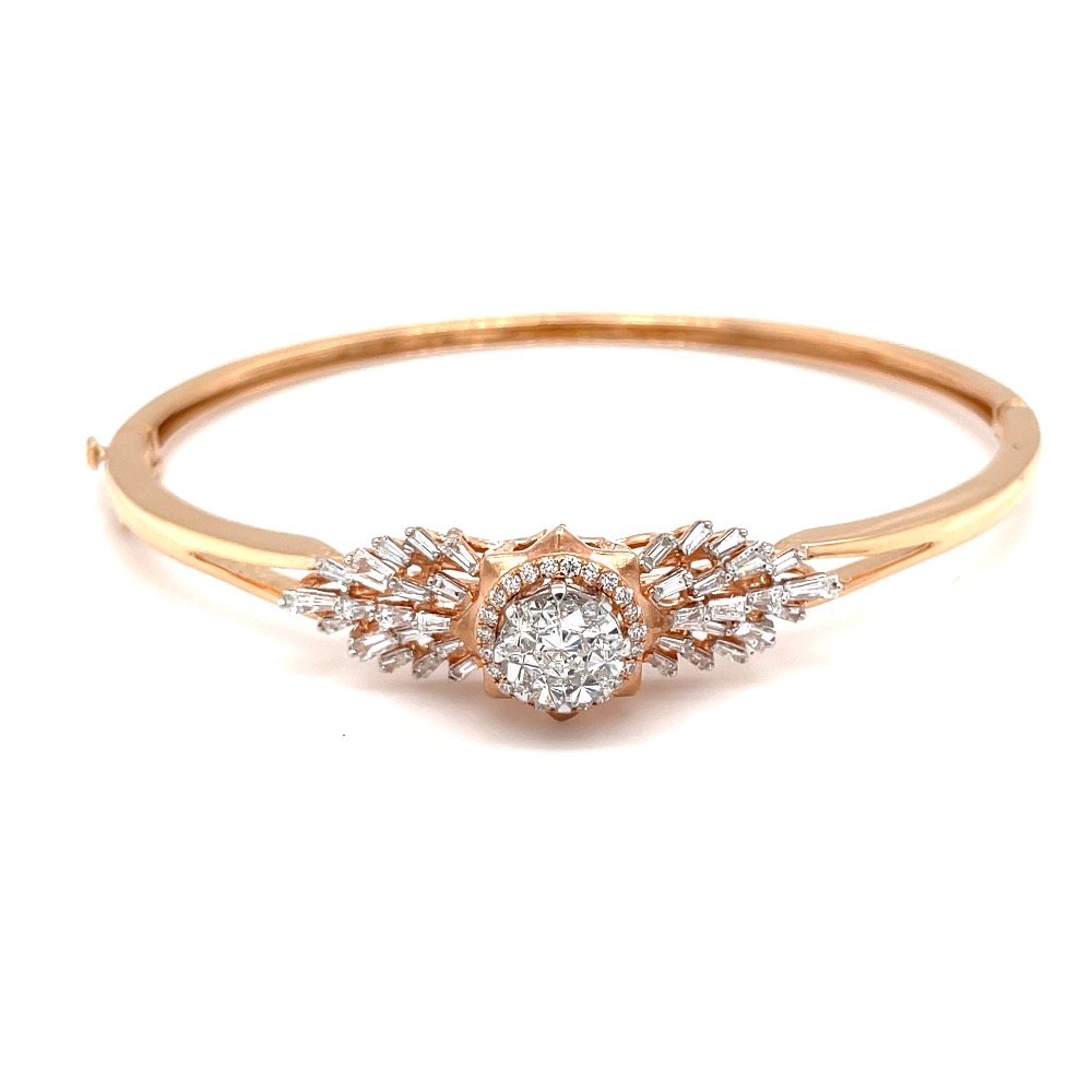 Kereina diamond bracelet in pressure set pie cut for solitaire look