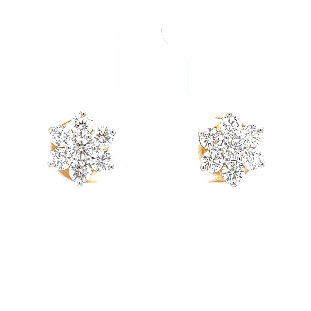 Seven diamond star stud in 18k hallmark yellow gold