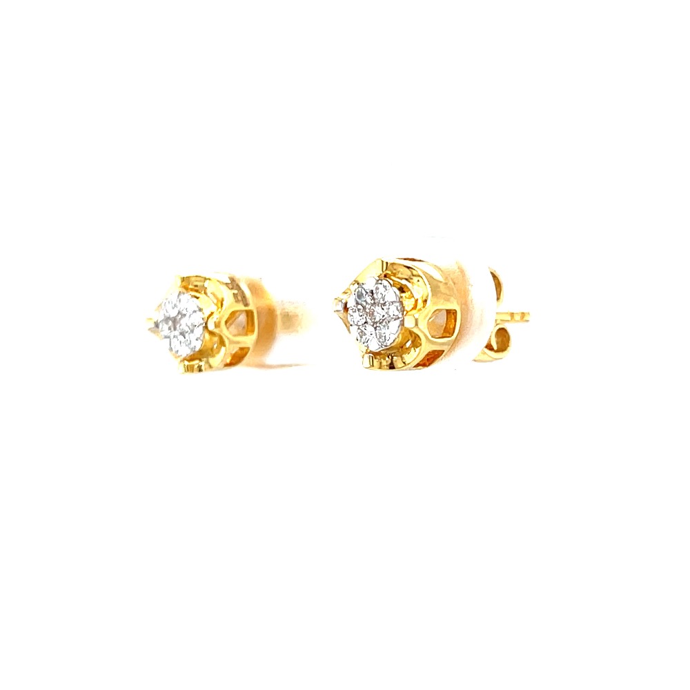 Kreis pressure set diamond studs with gold bracket - Image 3