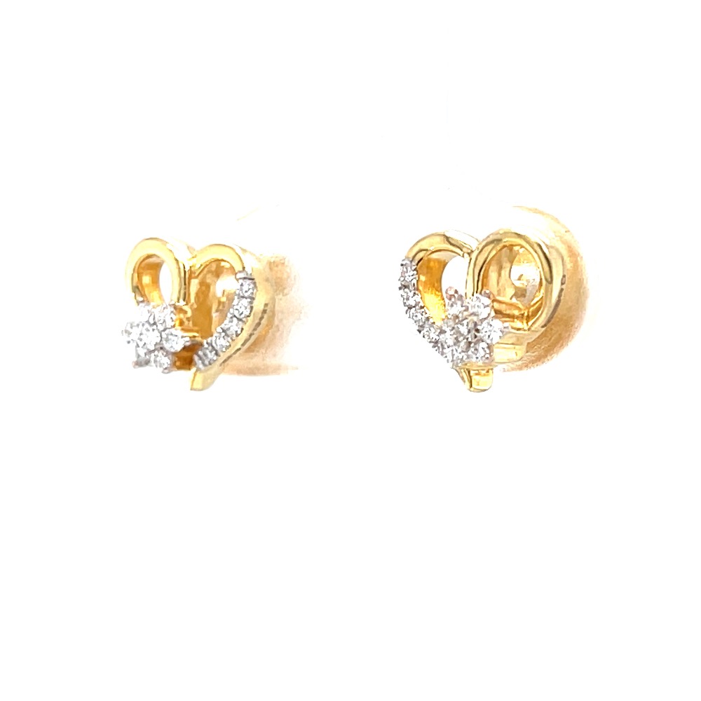 Schön little heart diamond stud in 18k yellow gold - Image 3