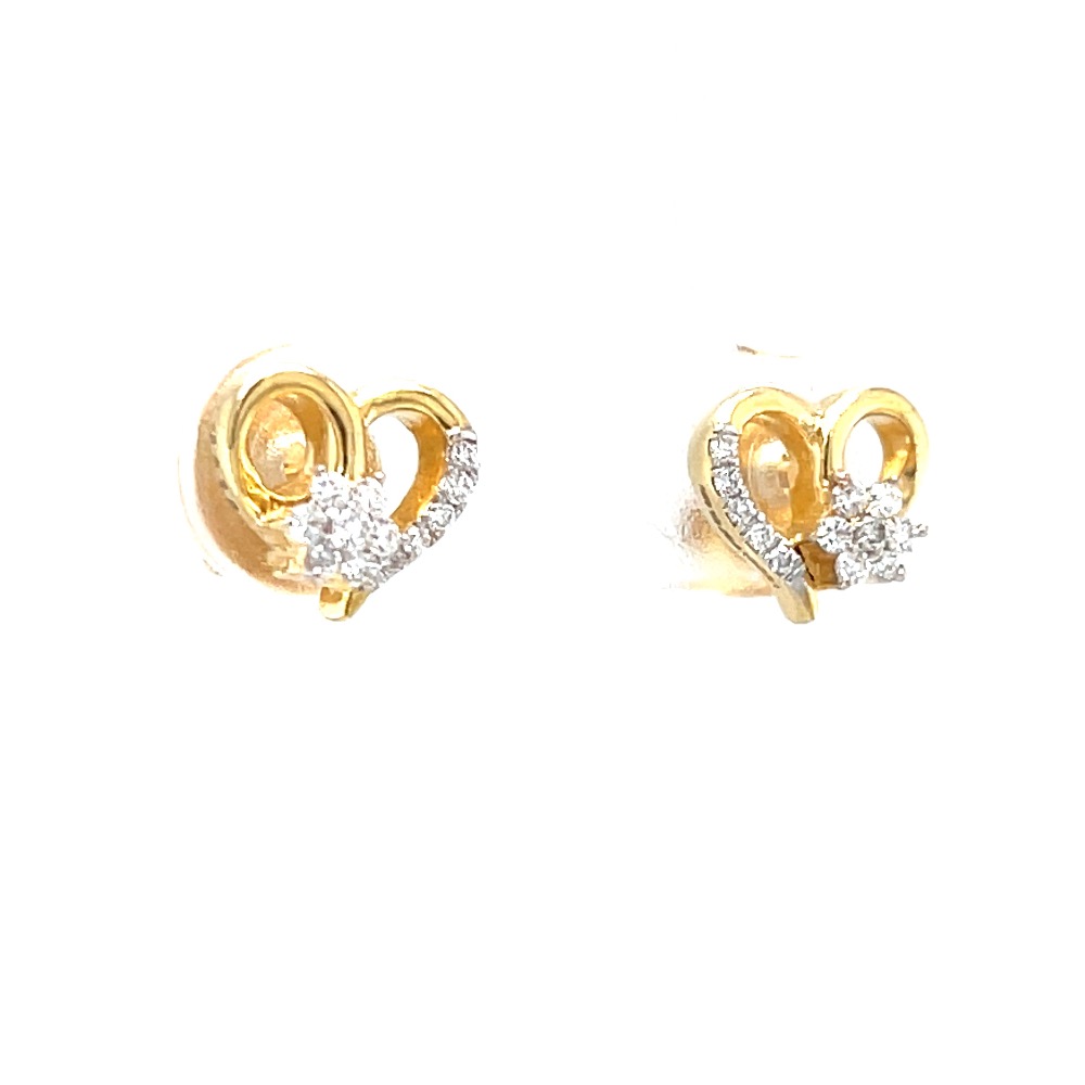 Schön little heart diamond stud in 18k yellow gold - Image 2