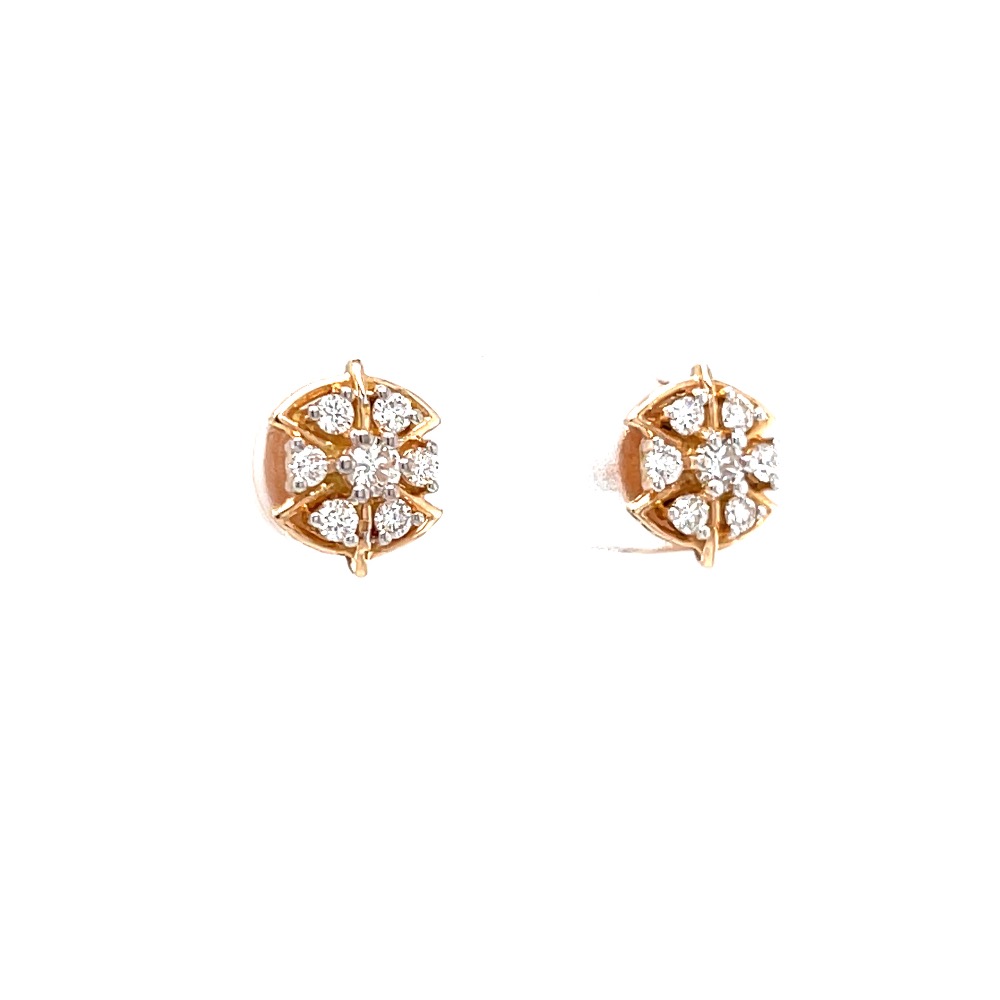 Seven diamond star stud with pizza shape design in rose gold - Image 2