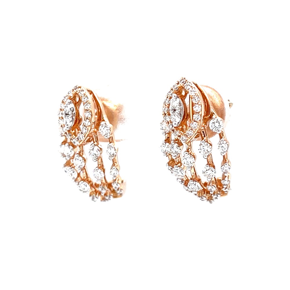 Five line fancy bali stud in two prong setting - Image 3