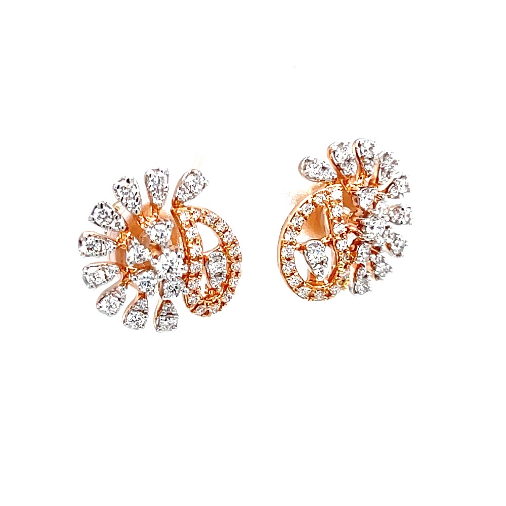 Asymmetrical diamond stud in 18k rose gold - Image 2