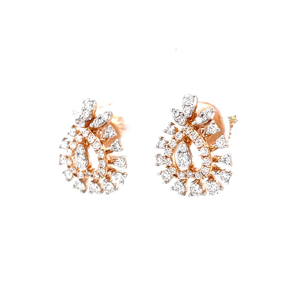 Heart with three prong setting in rose gold diamond stud - Image 3