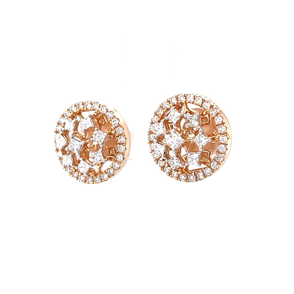 Star shaped diamond stud with a round bracket with princess cut - Image 3