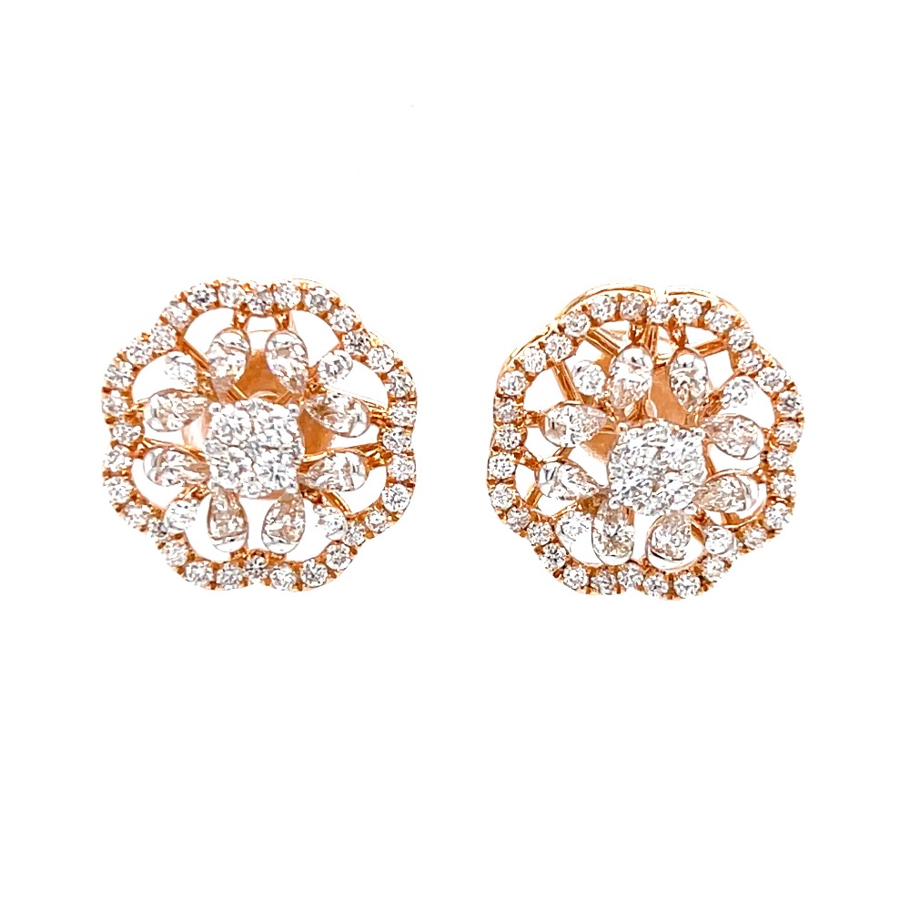 Fancy studs in diamond with pear & round diamonds