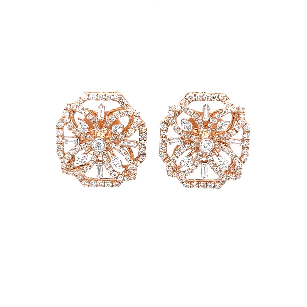 Designer diamond studs in hallmark 18k rose gold 0top194