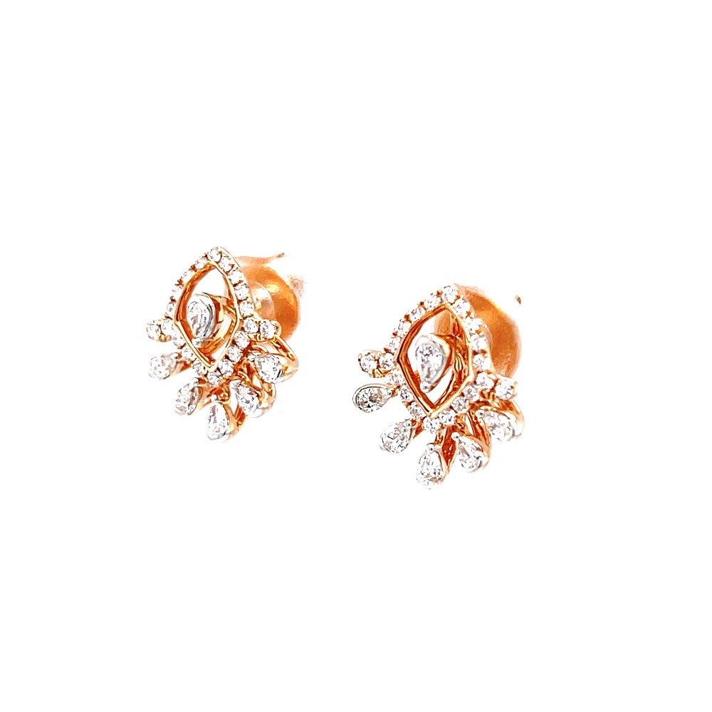 Fancy diamond studs with pear diamonds in rose gold 0top183 - Image 3
