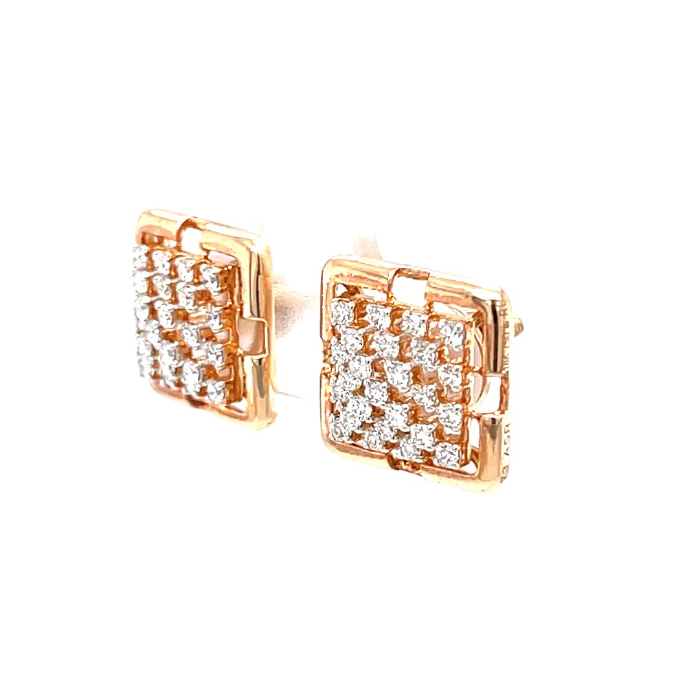 Pyramid dome diamond stud earring in 18k rose gold 0top167 - Image 3