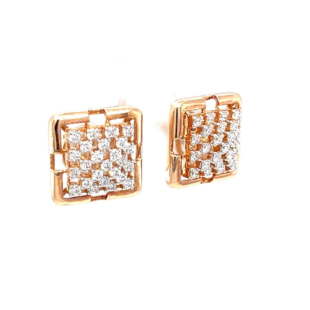 Pyramid dome diamond stud earring in 18k rose gold 0top167 - Image 2