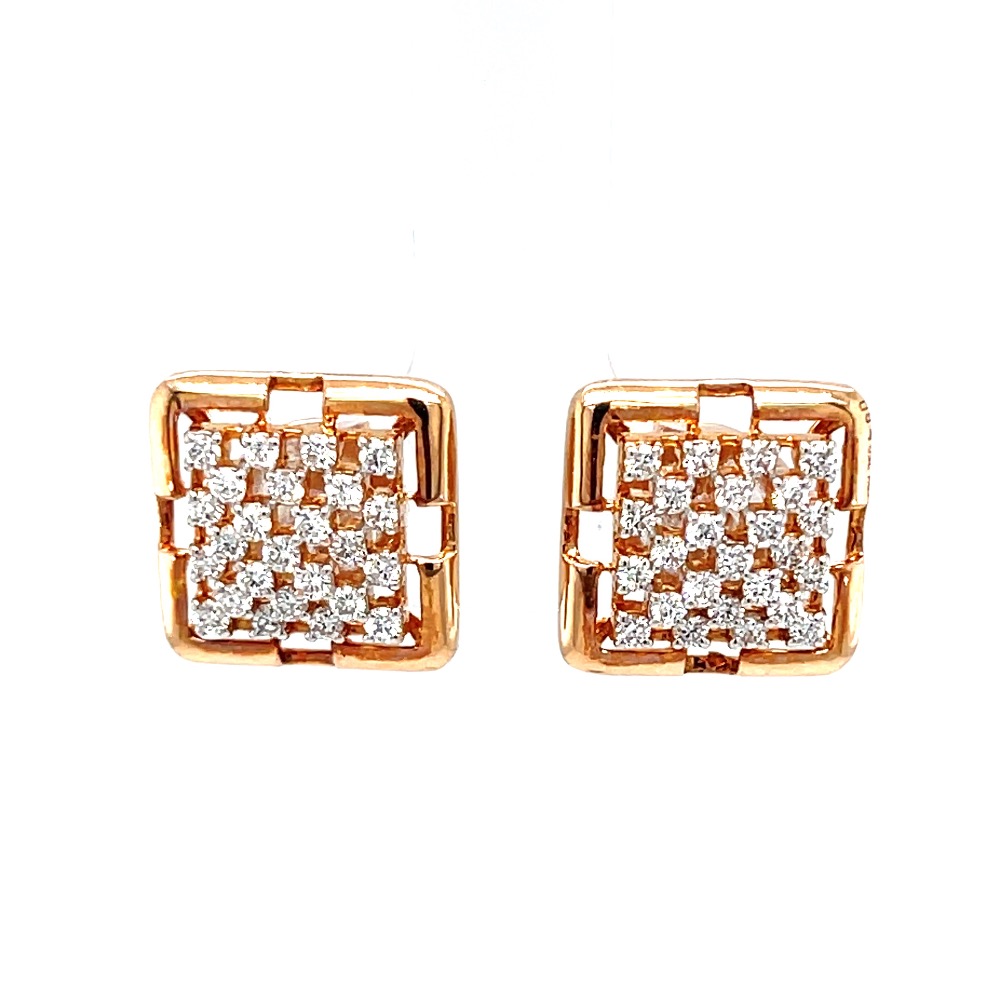 Pyramid dome diamond stud earring in 18k rose gold 0top167