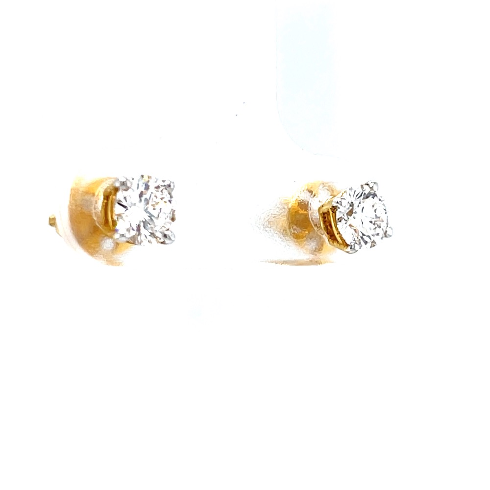 Single diamond studs in four prongs in yellow gold 0top160 - Image 2