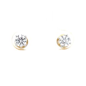 Single diamond studs in four prongs in yellow gold 0top160