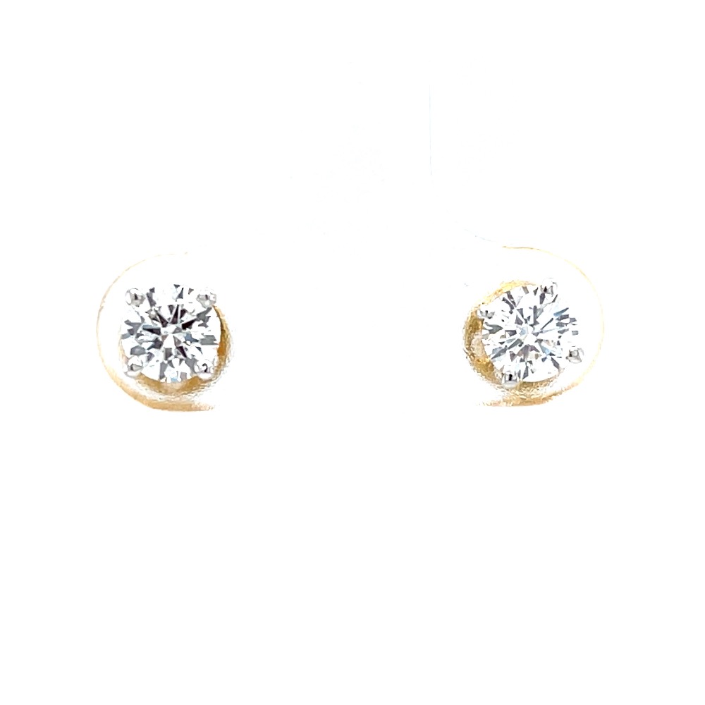 Single diamond studs in four prongs in yellow gold 0top160