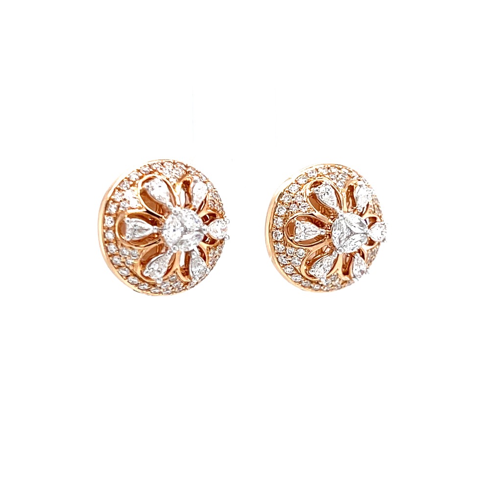Traditional buty with fancy pear marquise diamonds in rose gold - Image 2