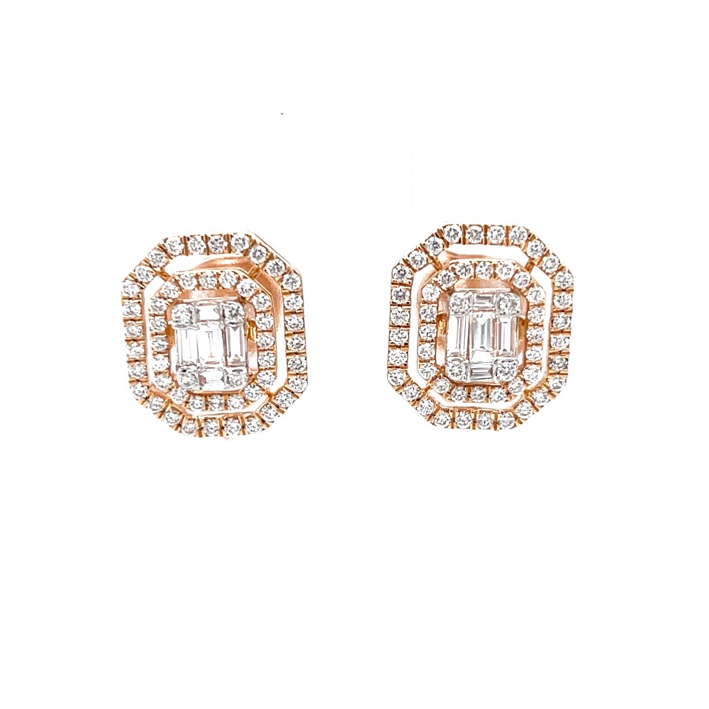 Octagon shaped emerald cut diamond butty with dual line