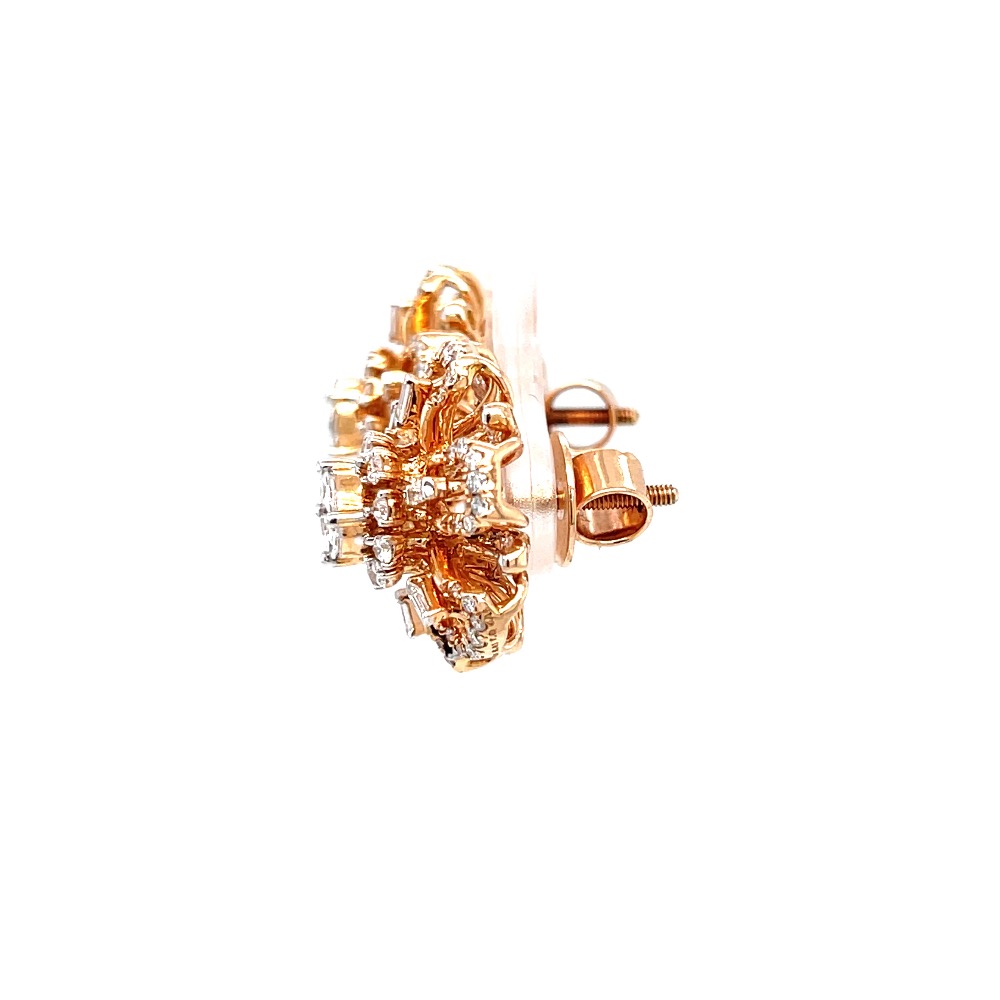 Floral tops with pressure set & baguettes in hallmarked rose gold - Image 4