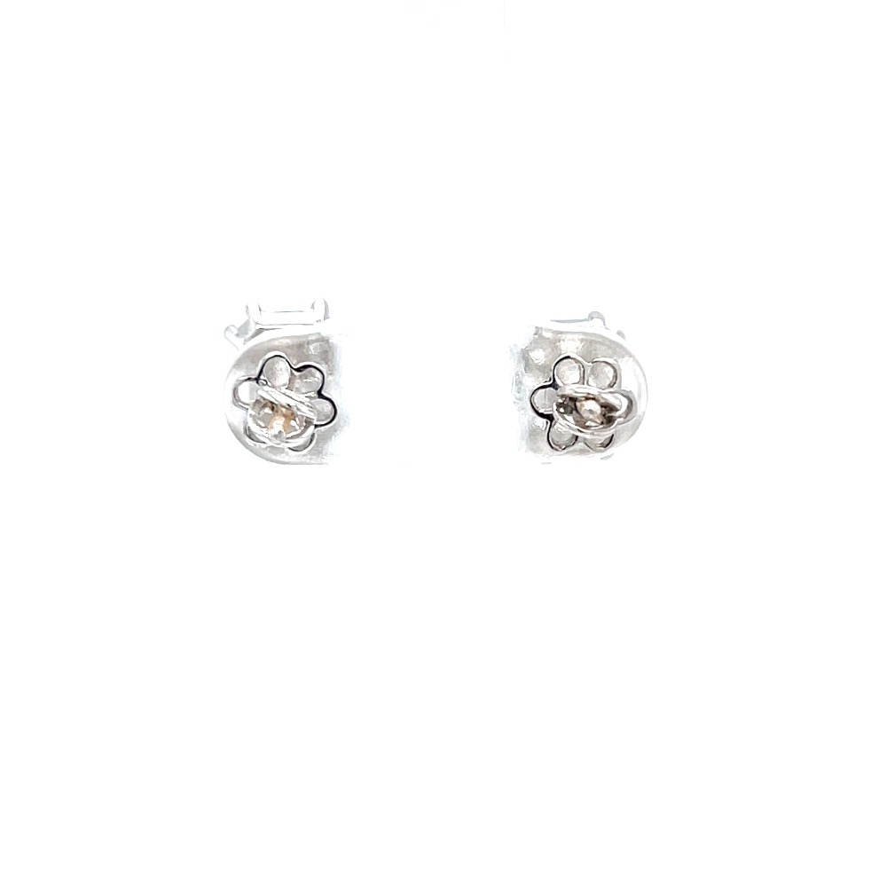 Emerald cut pressure set solitaire studs in white gold 0top43 - Image 5