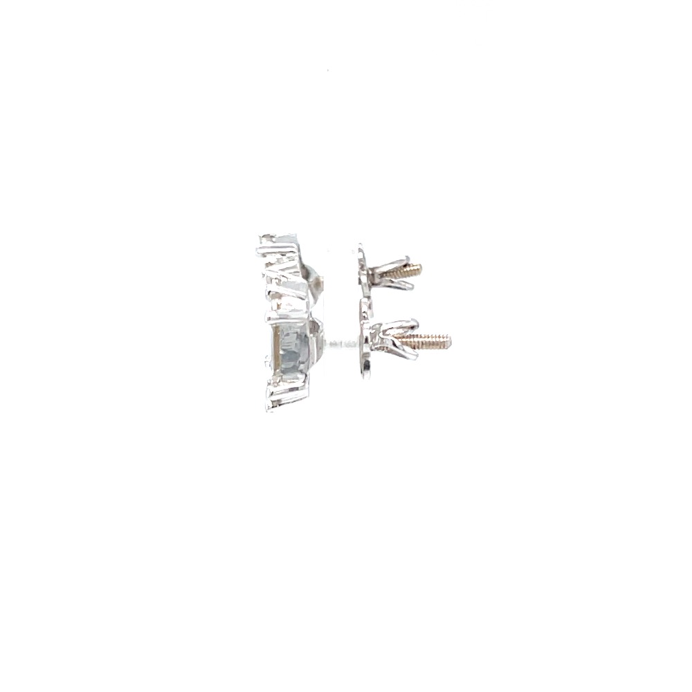 Emerald cut pressure set solitaire studs in white gold 0top43 - Image 4
