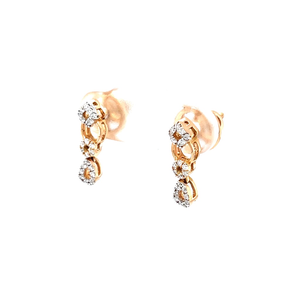 Delicate geometrical design diamond earrings in 18k rose gold 9top99 - Image 3