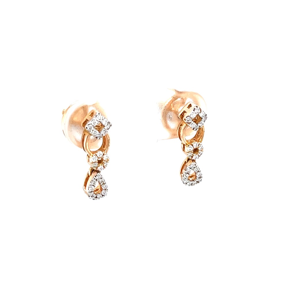Delicate geometrical design diamond earrings in 18k rose gold 9top99 - Image 2